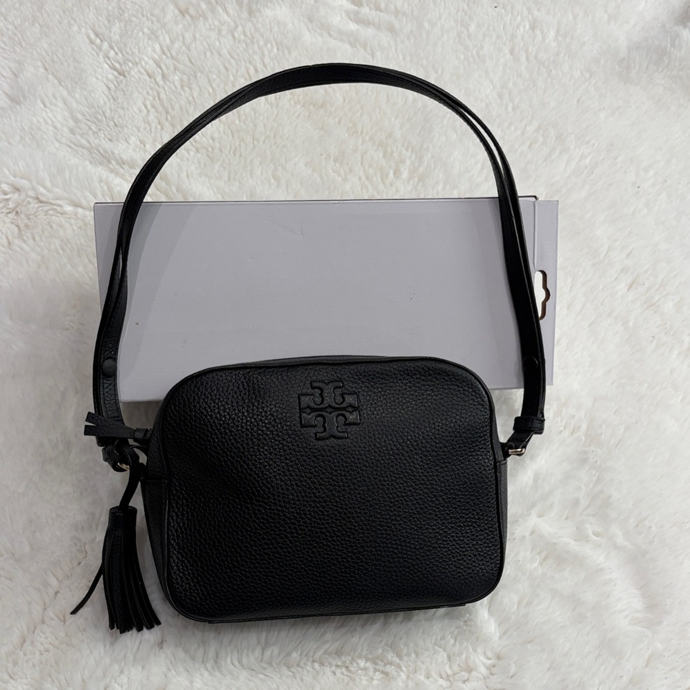 Tory Burch Black Pebbled Leather Crossbody Bag